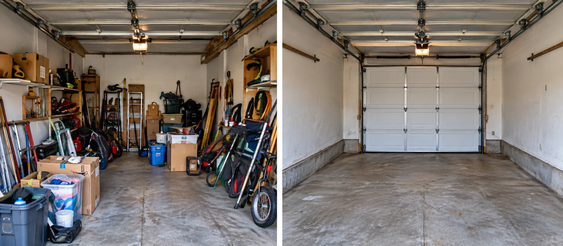 Illustrative garage cleanout before, enhanced detail